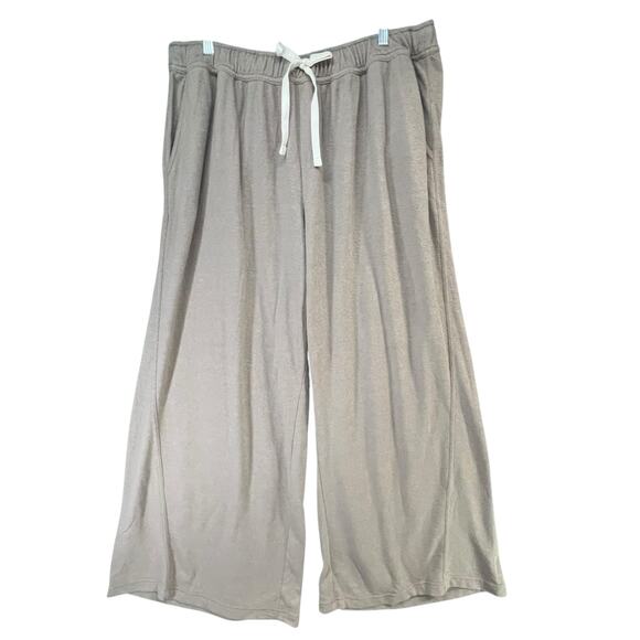 Aerie Soft Life Pants Womens L Beige Wide Leg High Rise Weekend Casual Lounge - Picture 2 of 16